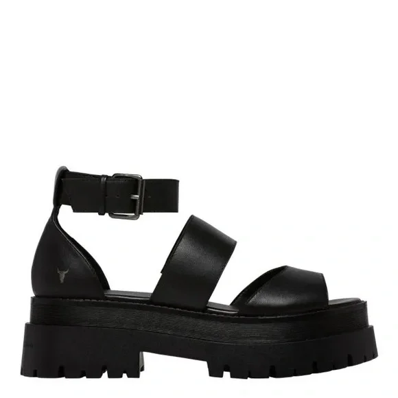 WINDSORSMITH, THRILLED BLACK LEATHER SANDAL, black size 7 - Picture 2 of 6